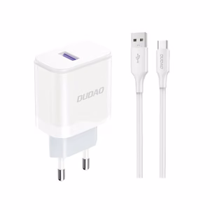 Dudao A20EU USB-A 18W wall Laadija - valge + USB-A - USB-C kaabel