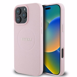 Guess MagSafe Grained Kuldne Ring iPhone 15 Pro Max Ümbris - Roosa