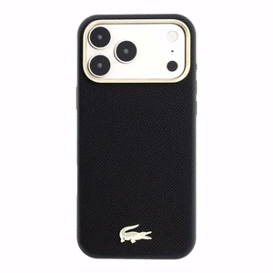Case Lacoste PU Leather Champs Elysees Gold Logo MagSafe Apple iPhone 18 Pro black