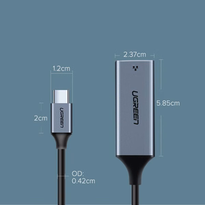 Ugreen väline võrguadapter RJ45 - USB Type C (1000 Mbps / 1 Gbps) Gigabit Ethernet hall (CM199)