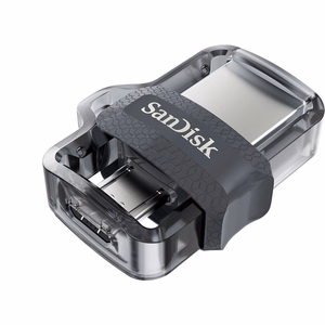 SanDisk Ultra Dual m3.0 USB mälupulk 256 GB USB Type-A / Micro-USB 3.2 Gen 1 must, hõbedane, läbipaistev