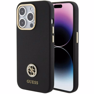 Guess Silicone Logo Strass 4G Ümbris jaoks iPhone 15 Pro - must