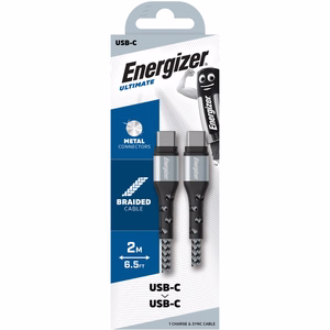 Energizer Ultimate C521CKSL USB-C–USB-C laadimis- ja andmekaabel, 2 m, hõbedane