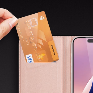 DUX DUCIS wallet ümbris SKIN PRO jaoks IPHONE 16 Pro Max roosa