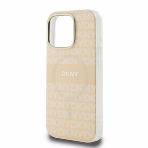 DKNY Repeat Texture Pattern With Stripe iPhone 16 Pro Max Ümbris - Roosa