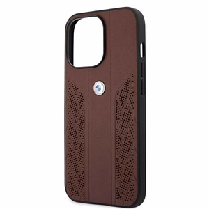 BMW Leather Curve perforeeritud ümbris iPhone 13 Pro / iPhone 13 jaoks - punane