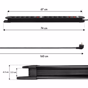 Maclean MCE10 10 pesaga pikendusjuhe, 2 lülitit, kaitse ja ülekoormusnäidik, 3680 W