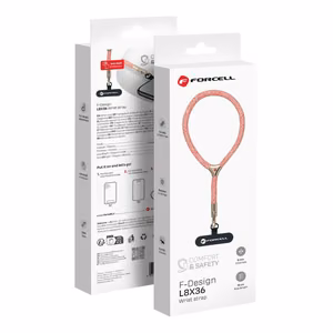 FORCELL F-DESIGN L8X36 wrist phone lanyard with adjustable length (max 18cm in the loop) roosa valge