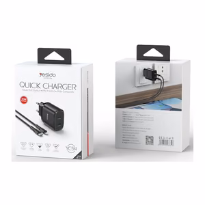 YESIDO WALL LAADIJA YC54 PD 20W QC 2xUSB-C + TYPE-C/LIGHTNING KAABEL 27W 1M must