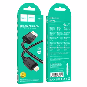 Кабель USB A to Lightning Hoco 2,4A 1 m X113 черный