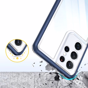 Clear 3in1 ümbris jaoks Samsung Galaxy S23 Ultra silicone cover with frame sinine
