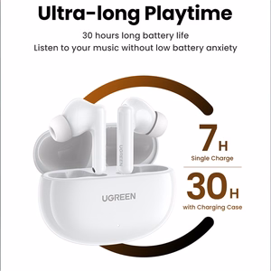 Ugreen HiTune T6 juhtmevabad kõrvaklapid ANC funktsiooniga + USB-A - USB-C kaabel valged