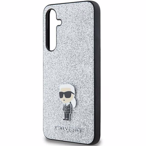 Karl Lagerfeld Fixed Glitter Ikonik Logo Metal Pin ümbris jaoks Samsung Galaxy A35 - hõbedane