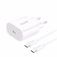 FONENG võrgulaadija EU39 PD 20W 1xUSB-C + kaabel USB-C - USB-C valge