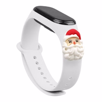 Rihm Xmas Xiaomi Mi Band 3 / 4 jõuludeks Silikoonist käevõru rihm koos jõuluvana - valge