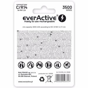 Laetavad akud everActive R14/C Ni-MH 3500 mAh kasutamisvalmis