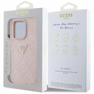Guess Hot Stamp 4G Pattern Triangle Metal Logo iPhone 16 Pro Ümbris - roosa