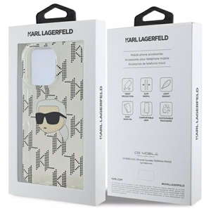 Karl Lagerfeld IML Karl Head Electroplated iPhone 16 Pro Ümbris - Clear