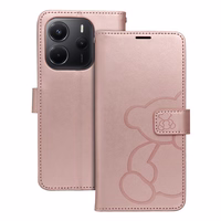 MEZZO Book ümbris jaoks XIAOMI Redmi Note 14 4G (GLOBAL - 164,84mm x 78,15mm x 8,16mm) teddy bear rose kuldne