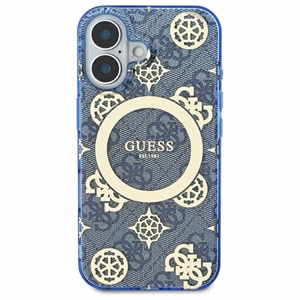 Guess IML Peony jaoks 4G Background MagSafe ümbris jaoks iPhone 16 - sinine
