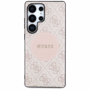 Guess 4G Round Patch Classic Logo MagSafe Ümbris jaoks Samsung Galaxy S25 Ultra roosa