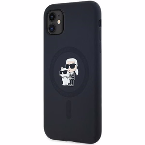 Силиконовый чехол Karl Lagerfeld Karl&Choupette MagSafe для iPhone 11 / Xr - чёрный