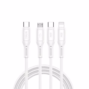 WiWU - Starlink Series Data Kaabel Wi-046E 3w1 USB C to USB C, Micro USB, Lightning 60W 1m - valge