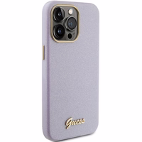 Guess Glitter Glossy Script ümbris jaoks iPhone 15 Pro Max - lilac