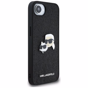 Karl Lagerfeld Fixed Glitter Karl&Choupette Heads Metal Pin iPhone 16e Ümbris - Must