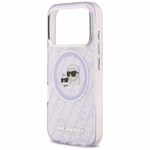 Karl Lagerfeld IML Glitter Karl & Choupette Heads Logo MagSafe Ümbris jaoks iPhone 17 Pro Max - Lilla