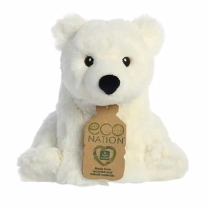 Eco Nation keskkonnahoidlik istuva jääkaru plüüslelu, 19 cm