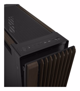 ASUS ProArt PA602 puidudisainiga moodne must keskmise tornmõõduga arvutikorpus metallpaneeliga, must/puit