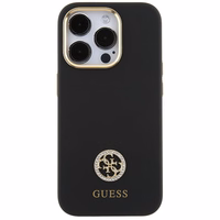 Guess Silicone Logo Strass 4G ümbris jaoks iPhone 15 Pro Max - must