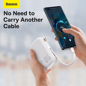 Baseus внешний аккумулятор 20000mAh Qpow Pro - USB + Type C - PD 22,5W с кабелем Type C (PPQD060302) белый
