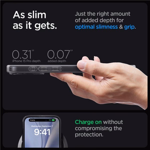 Spigen Ultra Hybrid Mag Ümbris with MagSafe jaoks iPhone 15 Pro - Dark hall (Zero One Pattern)