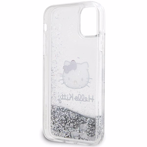 Hello Kitty Liquid Glitter Charms Kitty Head Ümbris jaoks iPhone 11 / Xr - Hõbedane