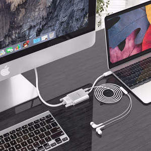 Orico PTAV adapter USB-C–VGA ja 3,5 mm, Full HD, 0,15 m – hõbedane