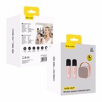 Blavec kantav Bluetooth kõlar WS-07 Karaoke Party 5W 2 mikrofoniga roosa