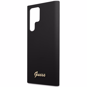Guess GUHCS23LSLSMK S23 Ultra S918 must/must hardcase Silicone Vintage kuldne Logo