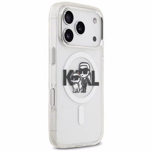 Karl Lagerfeld IML Glitter Karl & Choupette Sketch Logo MagSafe Ümbris jaoks iPhone 17 Pro - Clear