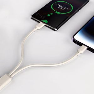 Dudao L7SF кабель 2 в 1 USB-C - USB-C Lightning 100W 1.2м - бежевый