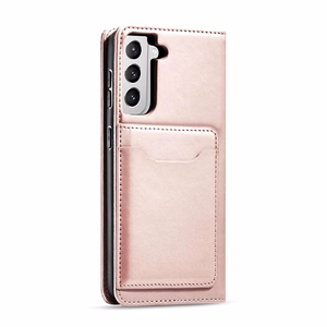 Magnetkaardi ümbris Samsung Galaxy S22 + (S22 Plus) Kott rahakott kaardihoidja roosa