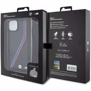 BMW M Edition Carbon Tricolor Lines & Strap ümbris jaoks iPhone 15 Plus / 14 Plus - must