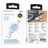 Borofone Juhtmevaba induction laadija jaoks Nutikell BQ31 Kaasaskantav 2,5W jaoks iWatch 1-9, SE/SE2, Ultra/Ultra2, Samsung Watch 1-7, Ultra valge