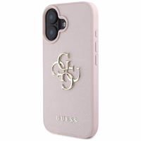 Guess Grained Big 4G Logo Small Classic Logo ümbris jaoks iPhone 16 - roosa