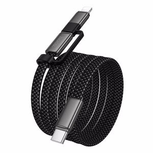 Flat Cable USB C to USB C/iP 2in1 Hoco 3A 60W 1 m X125 black