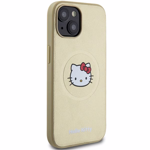Hello Kitty Leather Kitty Head MagSafe ümbris jaoks iPhone 14 - kuldne