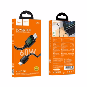 Kaabel koos LCD USB C to USB C Hoco 3A 60W 1,2 m U146 must