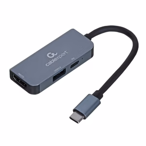 Gembird A-CM-COMBO3-02 USB Type-C 3-in-1 mitmepordine adapter (USB port + HDMI + PD), hõbedane