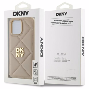 DKNY Quilted Stack Logo iPhone 14 Pro Ümbris - Beige